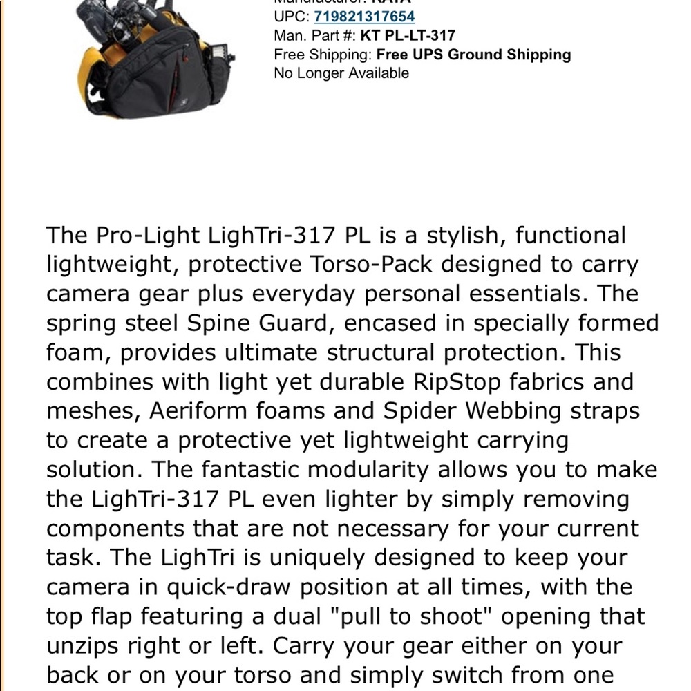 Kata lightTri-317 PL camera bag